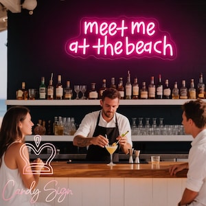 Meet Me At The Beach Neon Sign,Custom Summer Beach Bar LED Sign,Beach Party Beach House Decor,Coastal Vibes Decor,Ocean Wall Art,Summer Gift
