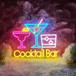 Insegna al neon per cocktail bar, insegna luminosa a LED per bar personalizzata, arte da parete per pub di casa, insegna al neon open bar, decorazioni per feste in casa, insegna della birra di benvenuto, regali personalizzati