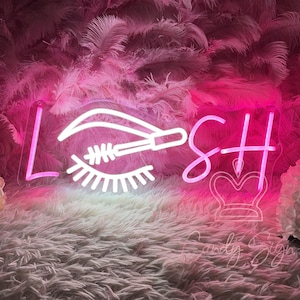 Lash Leuchtreklame, benutzerdefinierte Lash Mascara Bürste LED Neonschild, Lash Studio Zeichen, Lash Raumdekor, Lash Salon Zeichen, Schönheitssalon Wanddekoration, Geschenk für sie