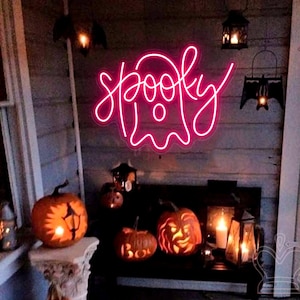 Spooky Boo Neon Sign Custom Halloween Led Light Sign Cute Ghost Light Sign Neon Bar Sign Halloween Party Decor Halloween Gift for Kids