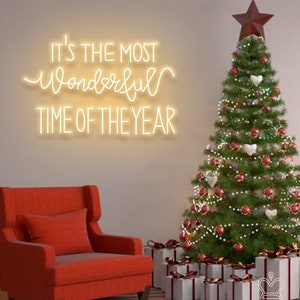 It's The Most Wonderful Time of The Year Neon Sign,Christmas Home Room Wall Decor,Party Event Decor,Bar Shop Store Signage,Custom Xmas Gifts