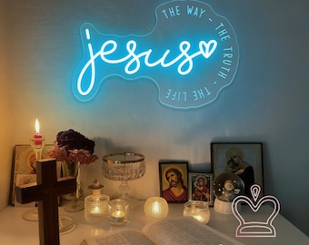 Jesus The Way The Truth The Life Neon Sign,Custom Jesus Neon Sign,Religious Faith Sign,Bible Verse Decor,Christian Home Decor,Religious Gift