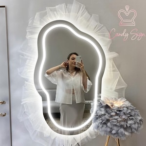 Wave Mirror Neon Sign Custom Y2K Style Mirror Neon Wall Art Girl's Room Neon Decor Beauty Salon  Makeup Mirror Decor Gift For Her Dorm Decor