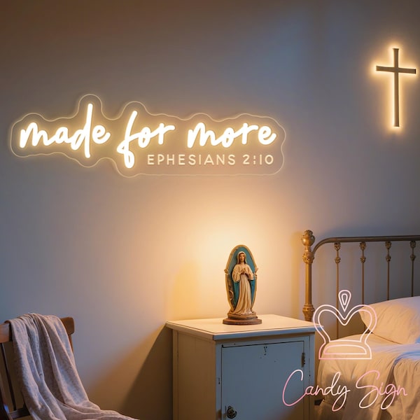 Made For More Neon Sign,Custom Jesus Neon Light,Religious Faith Sign,Bible Verse Decor,Christian Home Wall Decor,Church Decor,Christian Gift