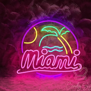 Miami Neon Sign,Summer Bar Sign,Custom Neon Sign,Summer Party Light Decor,Neon Bar Sign,Home Bar Decor,Personalized Gifts,Neon Art Sign