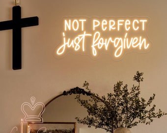 Not Perfect Just Forgiven Neon Sign,Custom LED Neon Sign,Jesus Faith Sign,Christian Wall Art Decor,Home Bedroom Wall Decor,Religious Sign
