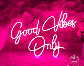 Good Vibes Only Pink LED Neon Sign, Salon Decor