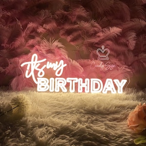 Letrero de neón "Es mi cumpleaños", luz de neón personalizada para fiesta de cumpleaños, decoración de neón para celebrar cumpleaños, letrero de pared para fiesta de cumpleaños, regalos de cumpleaños personalizados