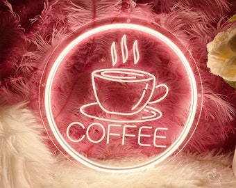 Coffee Neon Sign, 3D Engraved USB, Custom Coffee Bar Decor