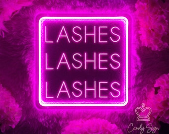 Lashes Neon Sign,Custom Lash Room Neon Light Sign,USB Engrave Neon Sign Art for Beauty Salon,Lash Office Led Light Sign,Opening Light Signs