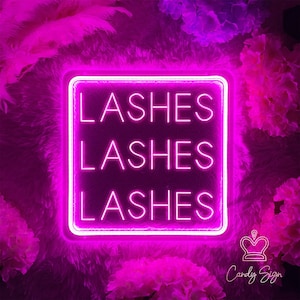 Lashes Neon Sign,Custom Lash Room Neon Light Sign,USB Engrave Neon Sign Art for Beauty Salon,Lash Office Led Light Sign,Opening Light Signs