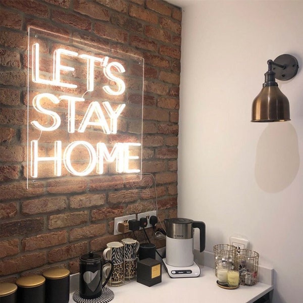 Let's Stay Home, Home Wall Decoration,Neon light, Neon Sign Bedroom,Living Room Kitchen Decor,Bedroom Art,Led Neon Art,Gifts for Couple