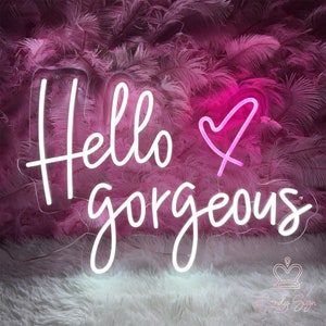Ciao splendida insegna al neon, decorazioni per saloni con insegna a forma di cuore personalizzata, insegna luminosa a LED per stanze rosa, decorazioni da parete per feste in casa, regalo di fidanzamento per lei
