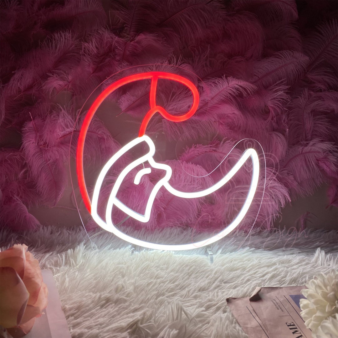 Christmas Moon Neon Sign,christmas Gift for Kid,christmas Table Decor