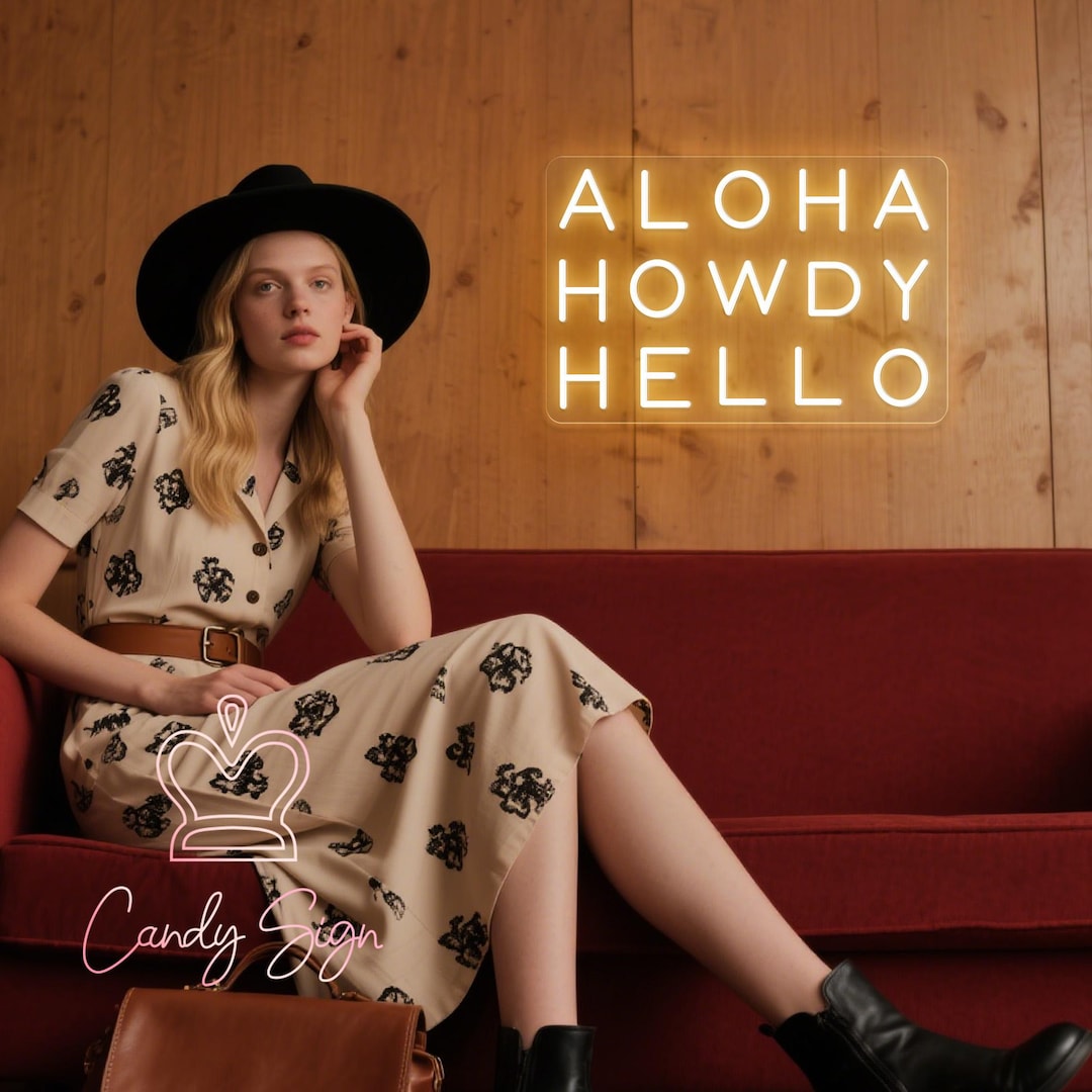 Aloha Howdy Hello Neon Sign,custom Western Cowgirl LED Neon Light ...