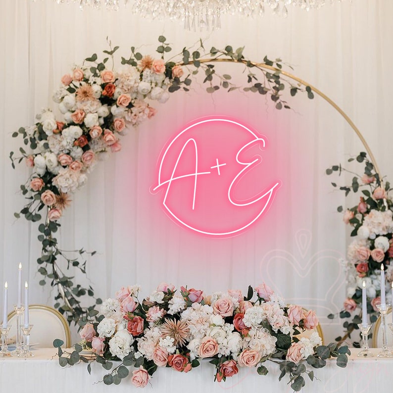 Custom Initials Wedding Neon Sign, Minimalist Initials Neon Wedding ...