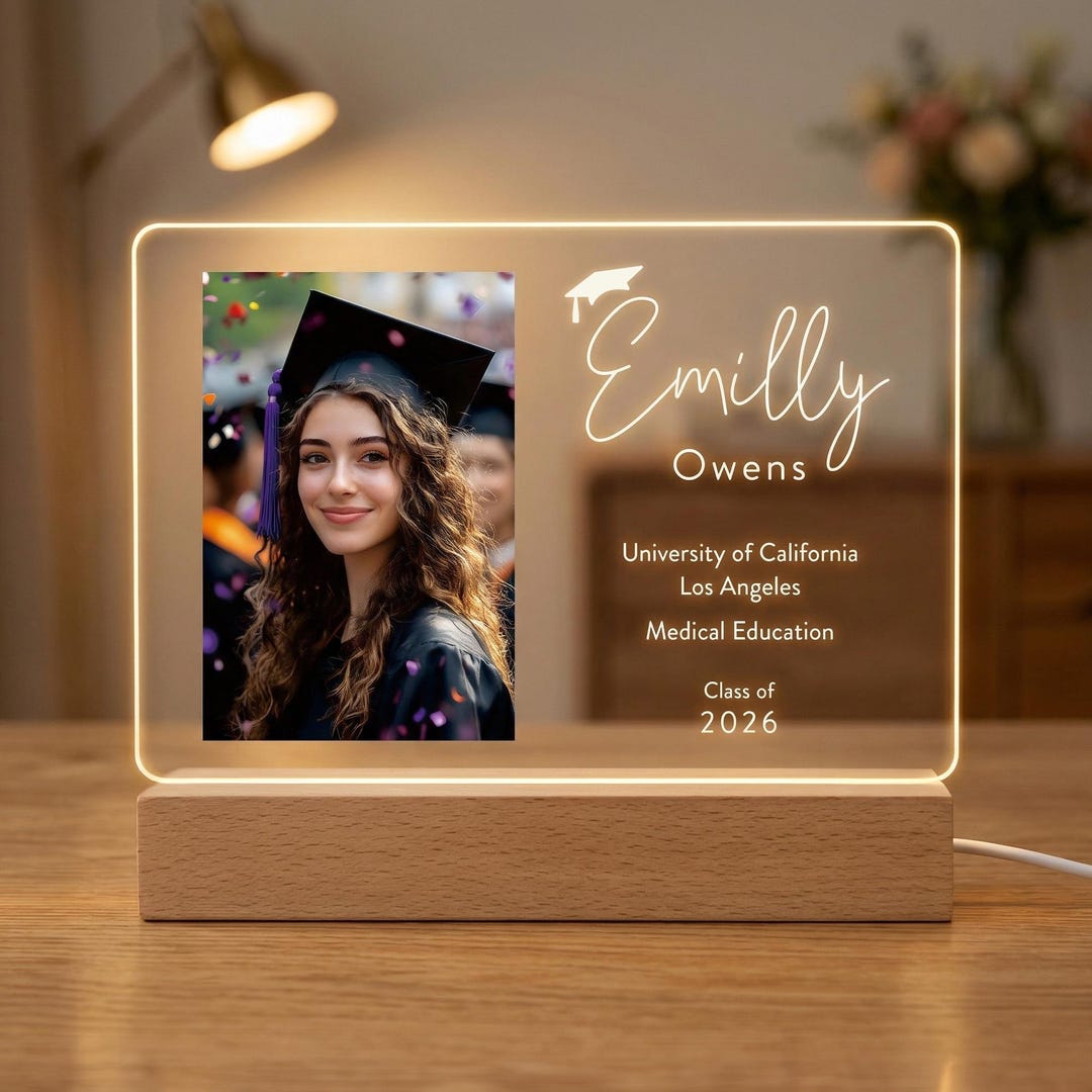Personalized Graduation Photo Name Lamp, Class of 2026 Night Light With ...