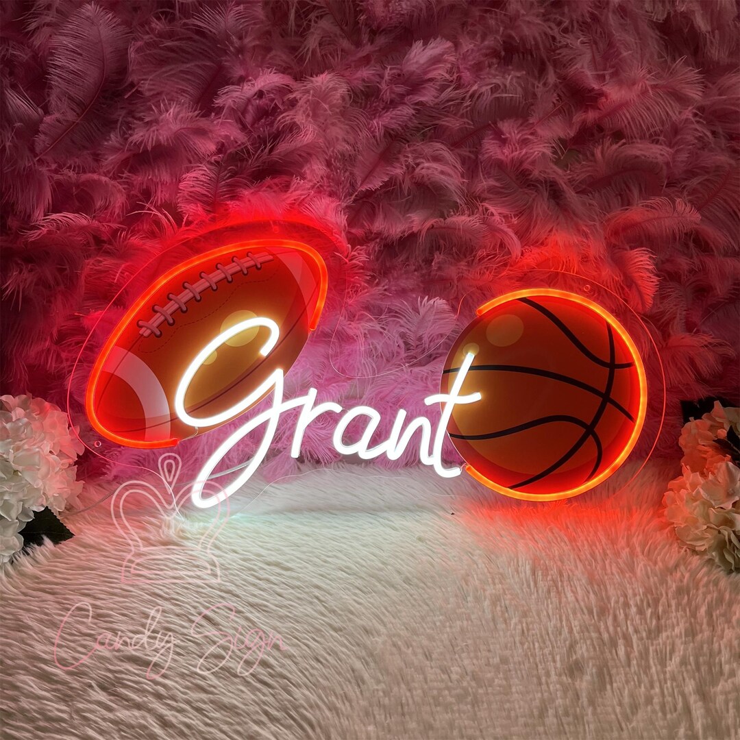 Sports Sign Custom Sports Ball Name Neon Sign, Basketball Football Baseball UV ...
