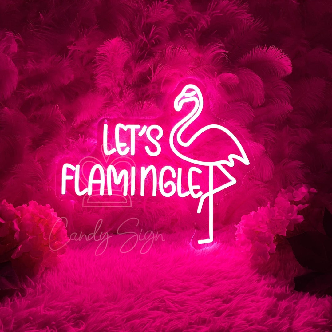 Let's Flamingle Neon Sign,flamingo Neon Light,party Grass Wall Decor ...