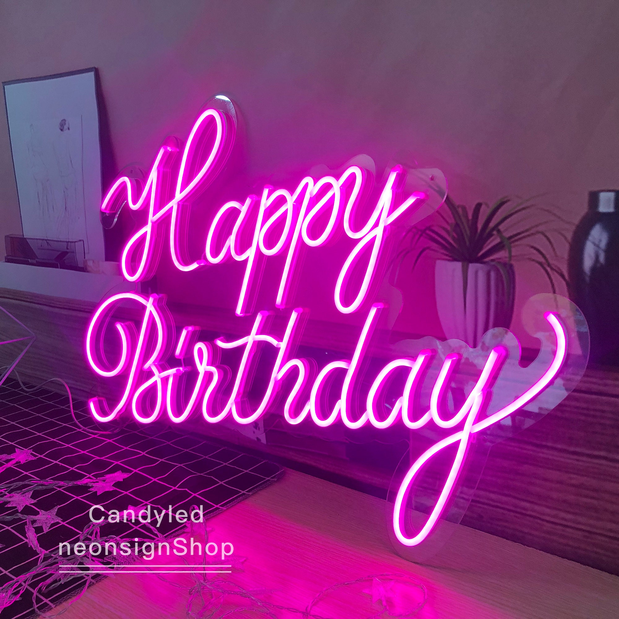 Custom Neon Sign Happy Birthday Neon Sign Acrylic Flex Led Etsy