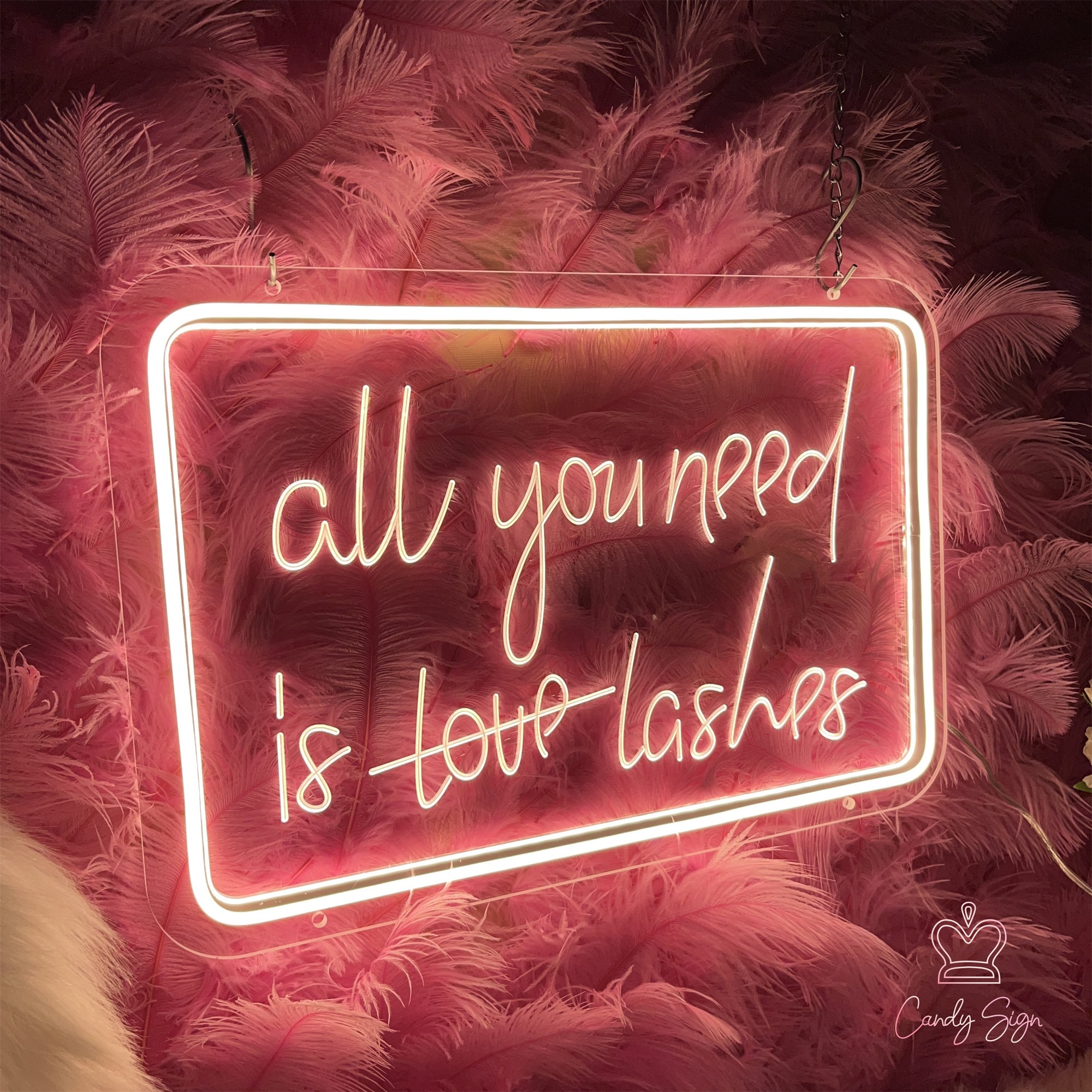 All You Need is Lashes Neon Sign,usb Neon Light for Bedroom,3d Engrave ...