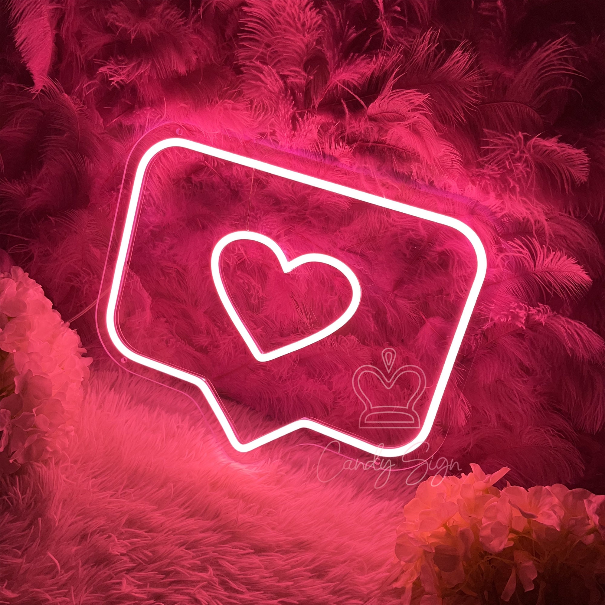 Like Sign Pinterest Like Neon Sign Bedroom Custom Salon Decor Social Media Heart Likes Sign ...
