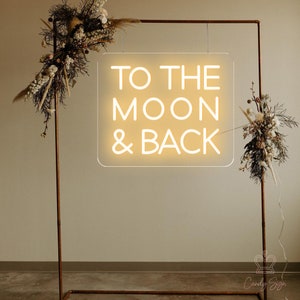 Zum Mond & zurück Leuchtreklame, Hochzeitsdekor, Verlobungsfeier, Wandkunst, personalisierte Geschenke für Liebhaber, Haus, Schlafzimmer, Paargeschenke