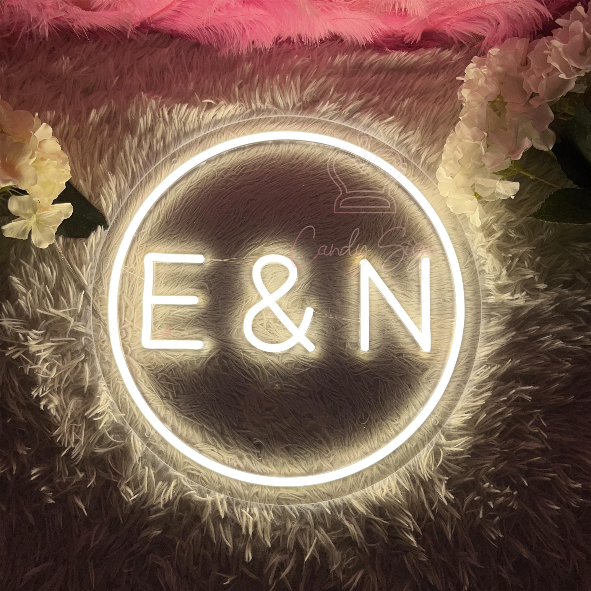 Custom Initials Round Shape LED Neon Sign,minimalist Initials Neon ...
