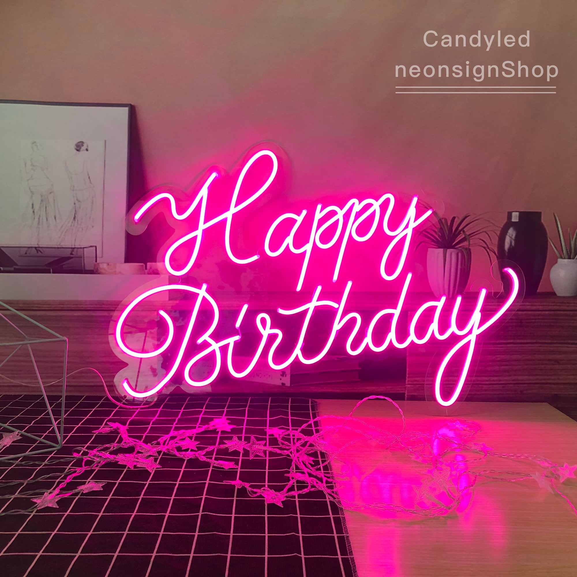 Custom Neon Sign Happy Birthday Neon Sign Acrylic Flex Led Etsy