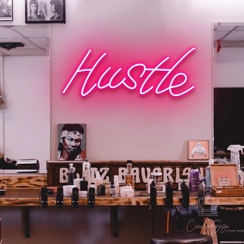Hustle Neon Sign, Pink LED Wall Decor, Custom Birthday Gift - Etsy