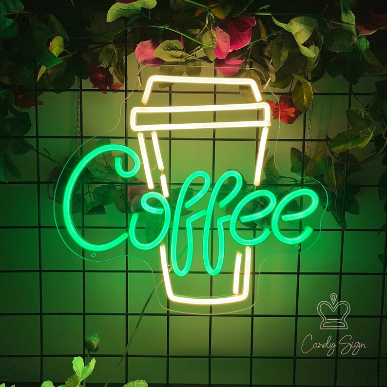 Coffee Cup Neon Signsneon Sign Wall Decorpink Led Etsy