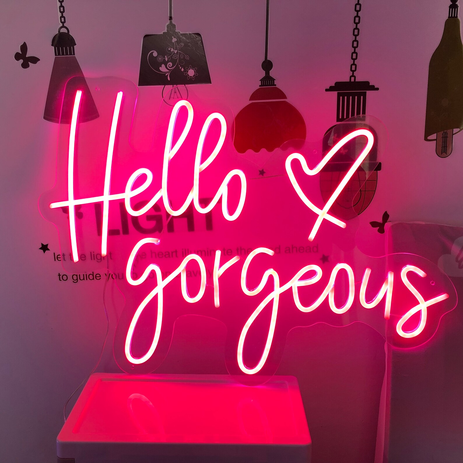 Hello Neon Sign Custom Heart Sign Salon Decorations Etsy