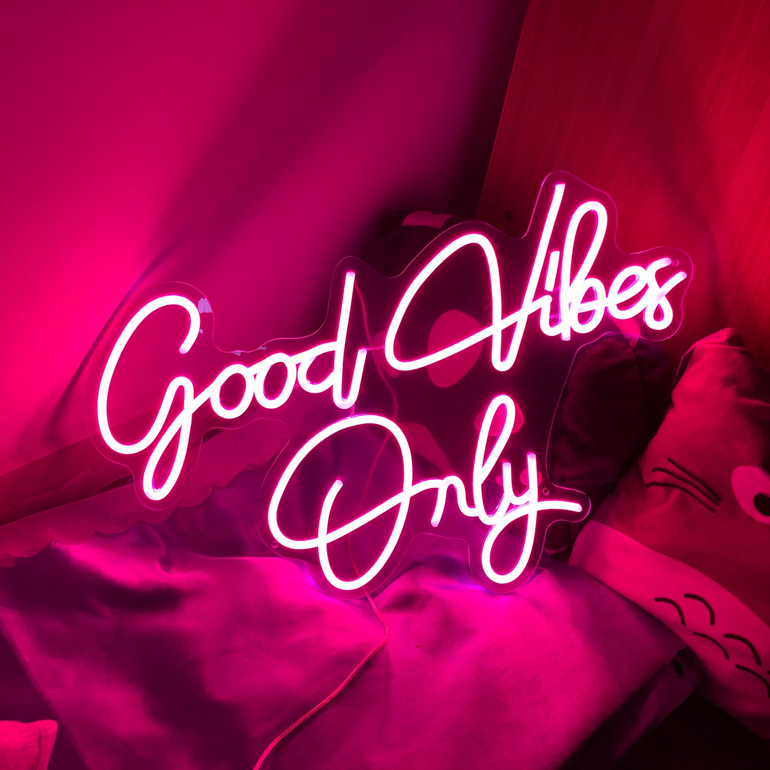 Neon Sign Custom Good Vibes Only Pink Neon Sign Wall Art Gifts Etsy