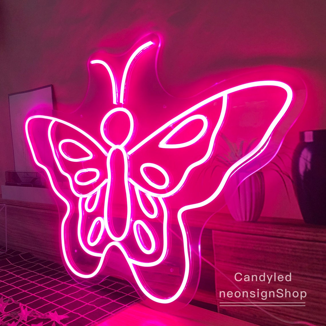 Pink Neon Sign Butterfly Neon Sign for Wall Decor Custom Pink - Etsy