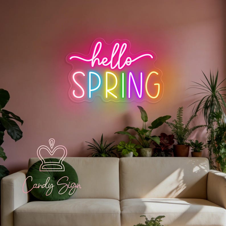 Hello Spring Neon Sign, Custom Spring Home Decor Led Neon Light, Spring ...