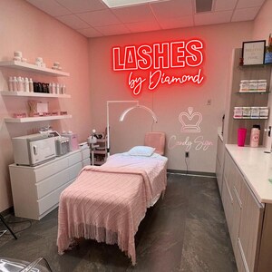 Lashes by Diamond Neon Sign,custom Lash Room Neon Decor,lash Salon Sign ...