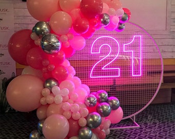 Insegna al neon per il 21° compleanno, insegna con numero LED personalizzata per decorazioni per feste