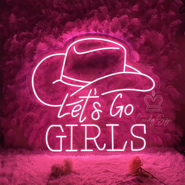 Let's Go Girls Neon Sign,Custom Cowgirls Neon Decor,Neon Salon Sign,Led Sign for Beauty Room,Pink  Beauty Office Sign,Gift for Cowgirls