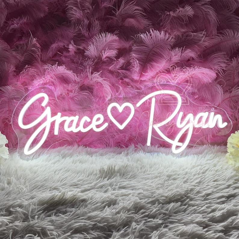 Custom Wedding LED Neon Sign,couple Names With Heart Neon Light,wedding ...