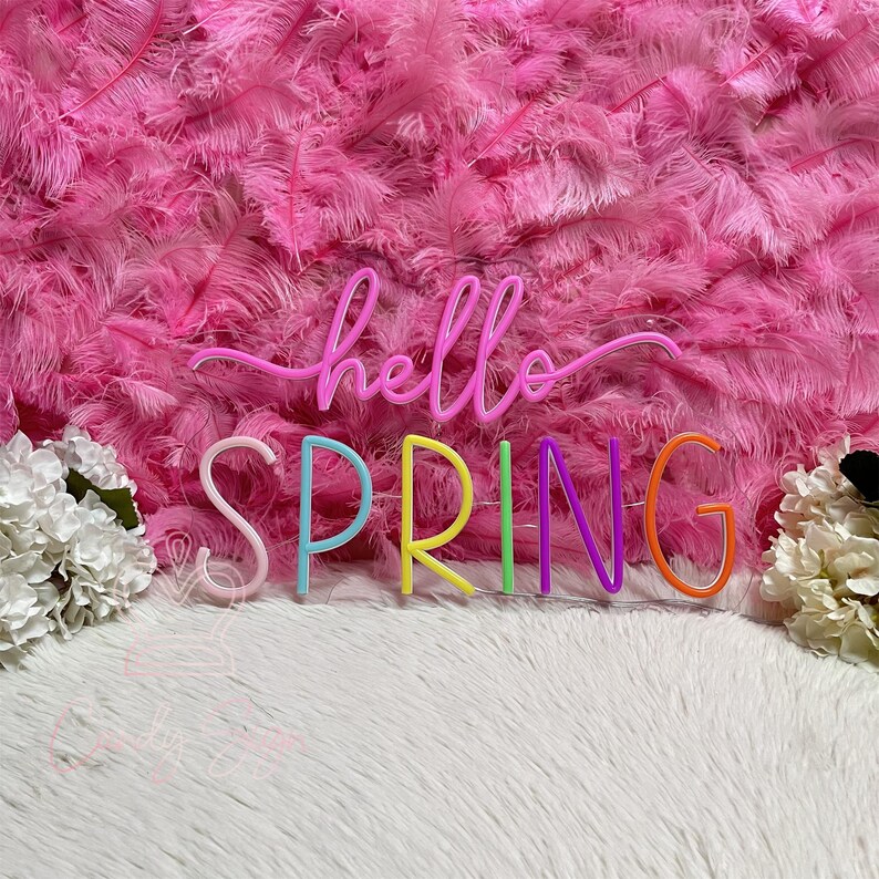 Spring Neon Signs Hello Spring Neon Sign, Custom Spring Home Decor Led Neon Light, Spring ...