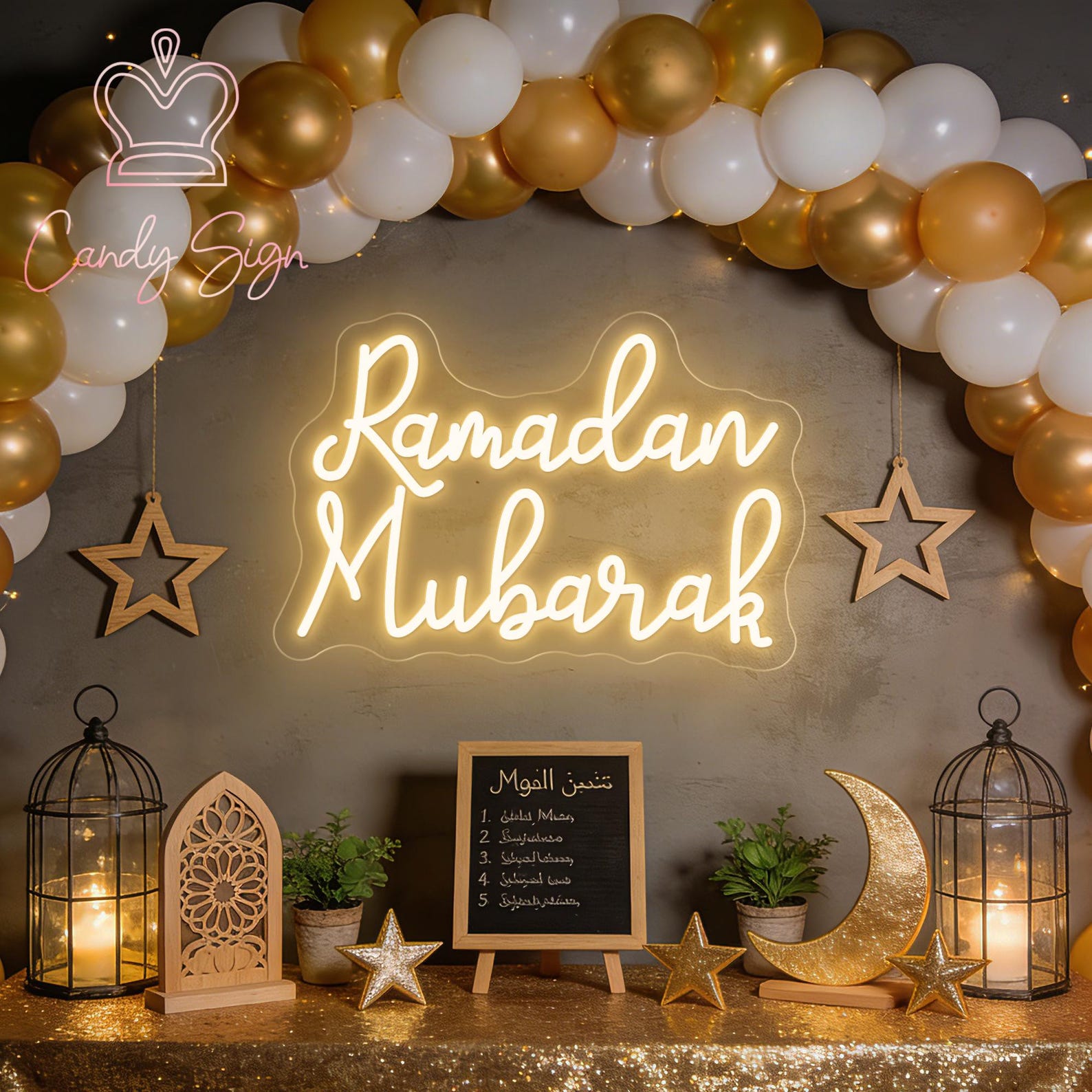 Ramadan Mubarak Neon Sign, Custom Eid Mubarak Ramadan Kareem LED Neon ...