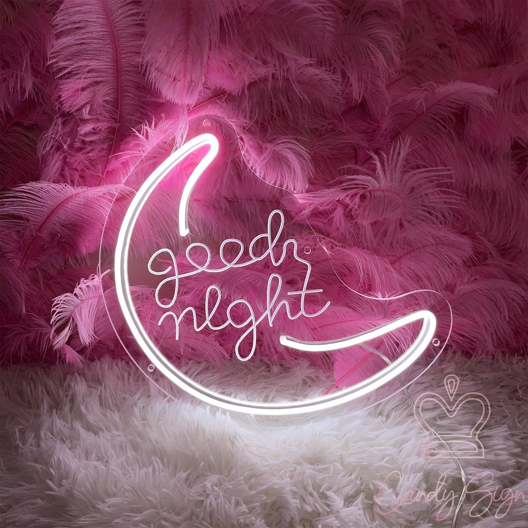 Good Night Neon Sign,custom Kids Room Sign,moon Light for Baby Room,usb