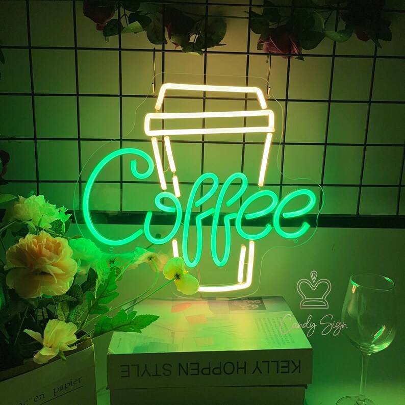 Coffee Cup Neon Signsneon Sign Wall Decorpink Led Etsy
