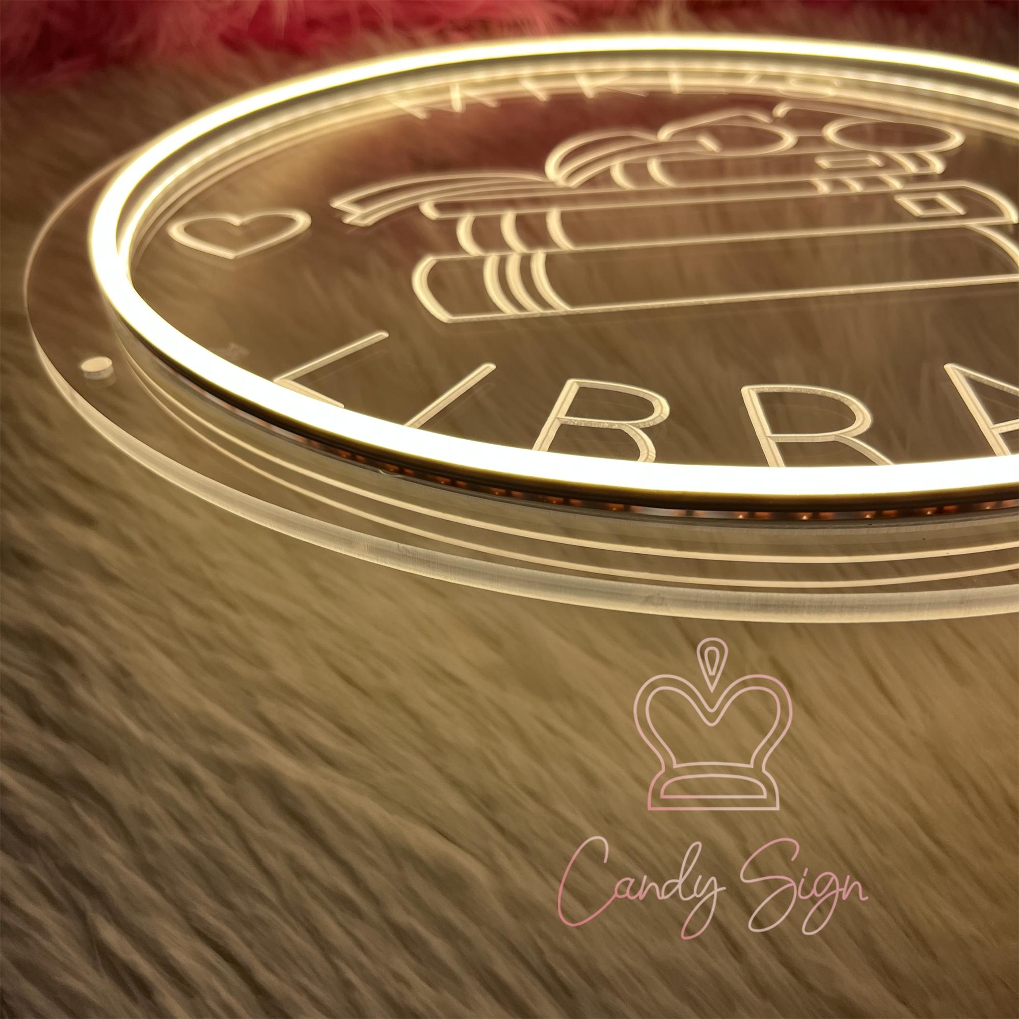 Custom Library Name Neon Sign, Home Library LED Light, Reading Room ...