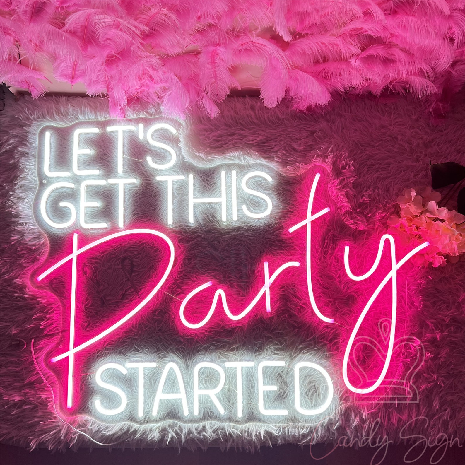 Let's Get This Party Started Neon Sign, Custom Pink Party Led Light ...