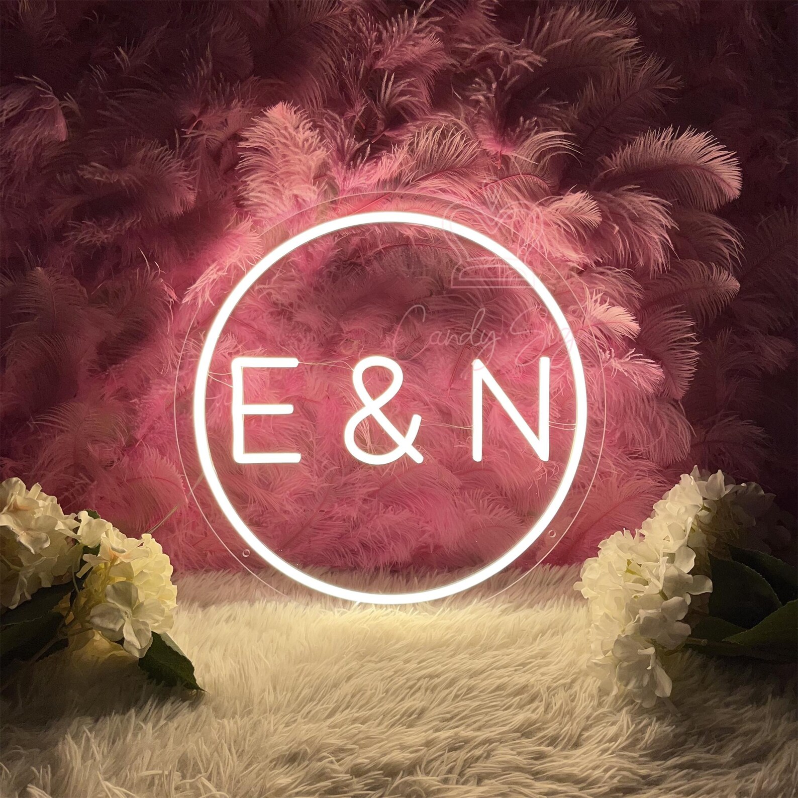 Custom Initials Round Shape LED Neon Sign,minimalist Initials Neon ...