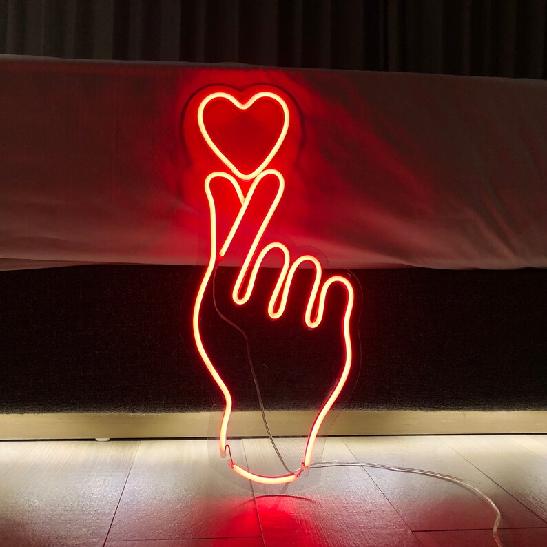 Custom Neon Sign love Heart Hand Neon Sign Bar Pub Wall - Etsy