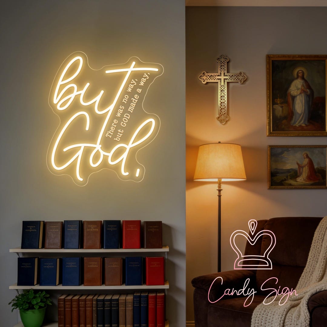 But God Neon Sign, Custom Neon Light, Religious Faith Sign, Bible Verse ...