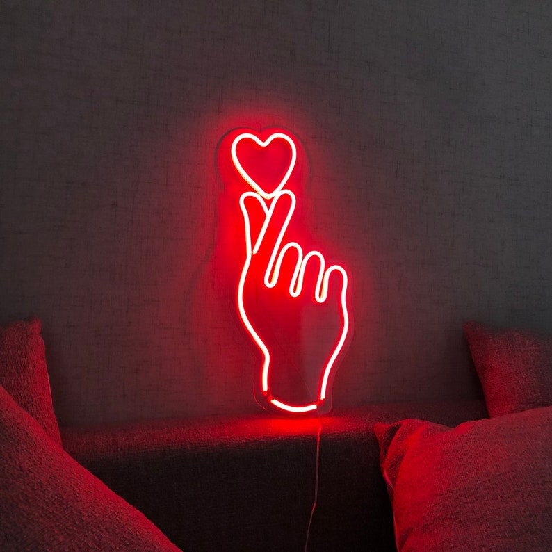 Custom Neon Sign love Heart Hand Neon Sign Bar Pub Wall - Etsy