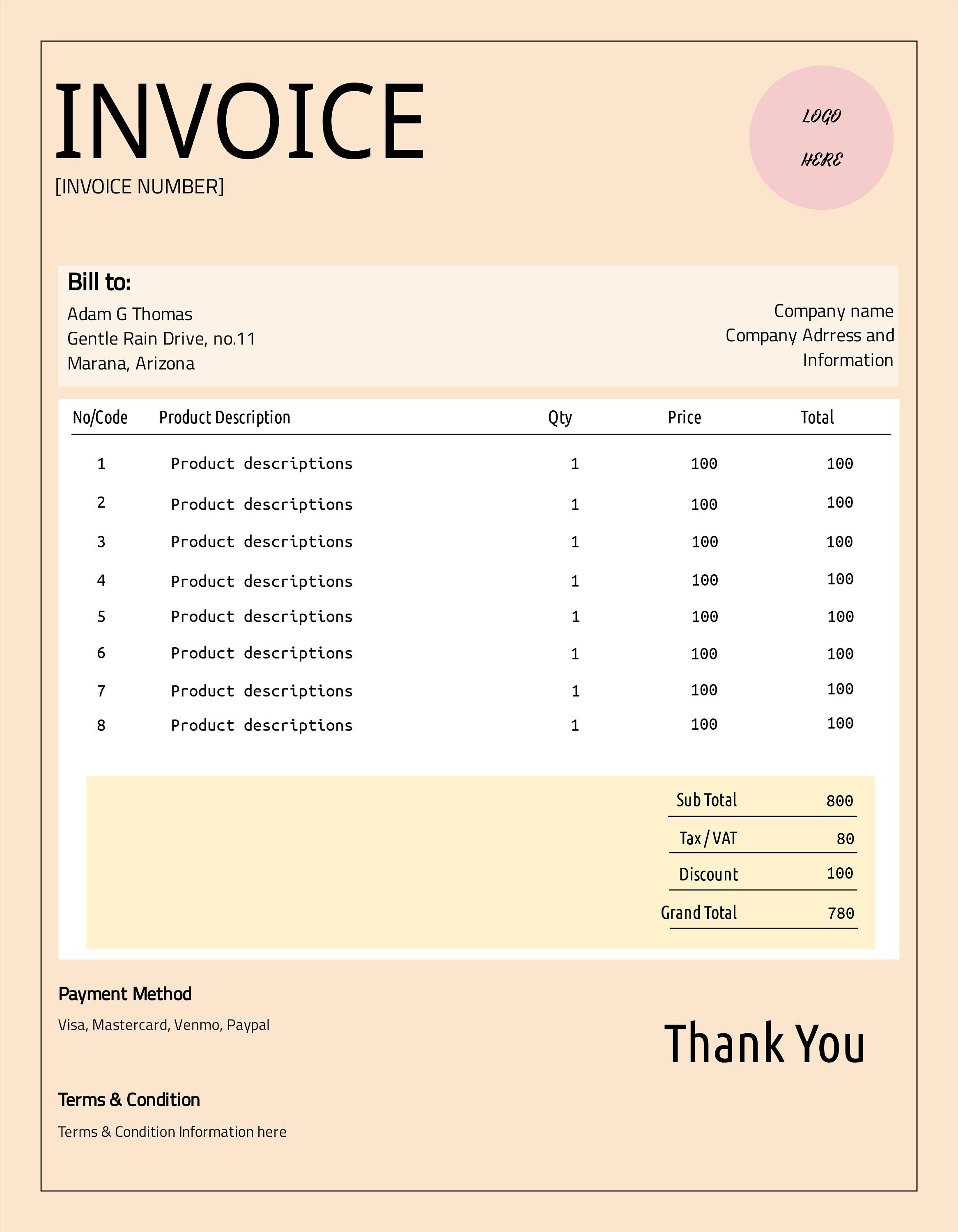 Sample Sales Invoice Template